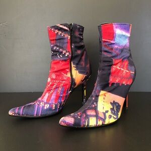 Vtg Dolce & Gabbana D&G High Heel Ankle Booties Size 36 Y2K Stiletto Pointy Toe